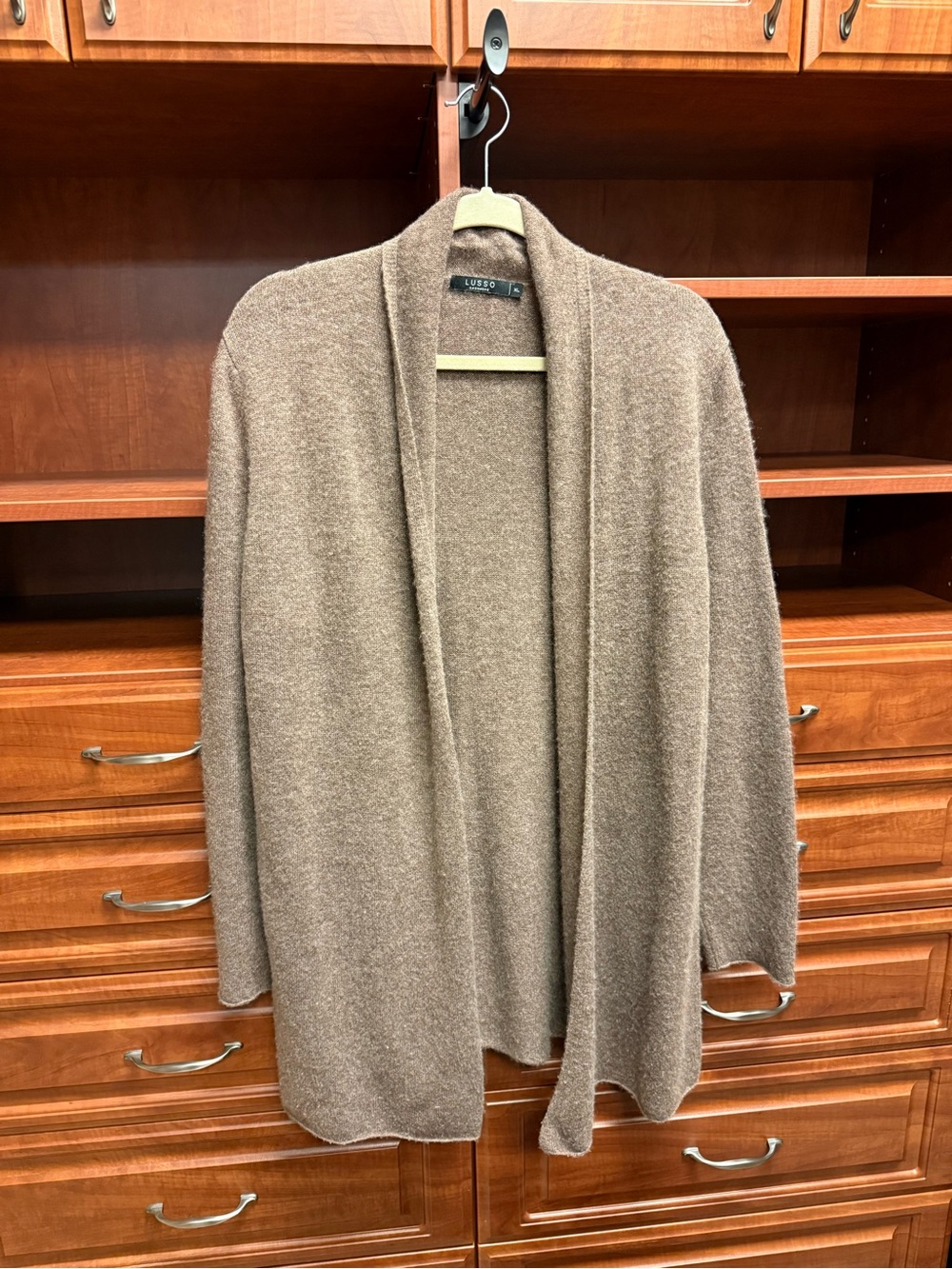 Lusso Beige Cashmere Open Cardigan